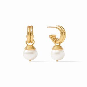 Julie Vos | Astor | Gold Pearl Hoop & Charm Earring